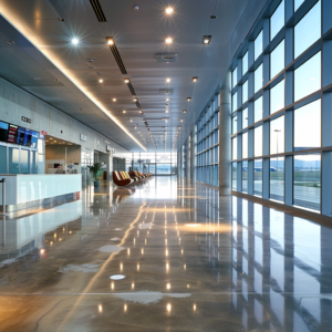 benefits of polished concrete airport terminal construction build
