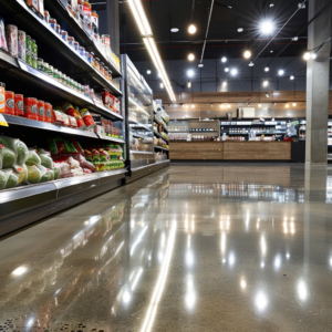 polished concrete flooring for supermarket chain commercial construction build